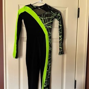 Weissman black and green unitard neon acro costume